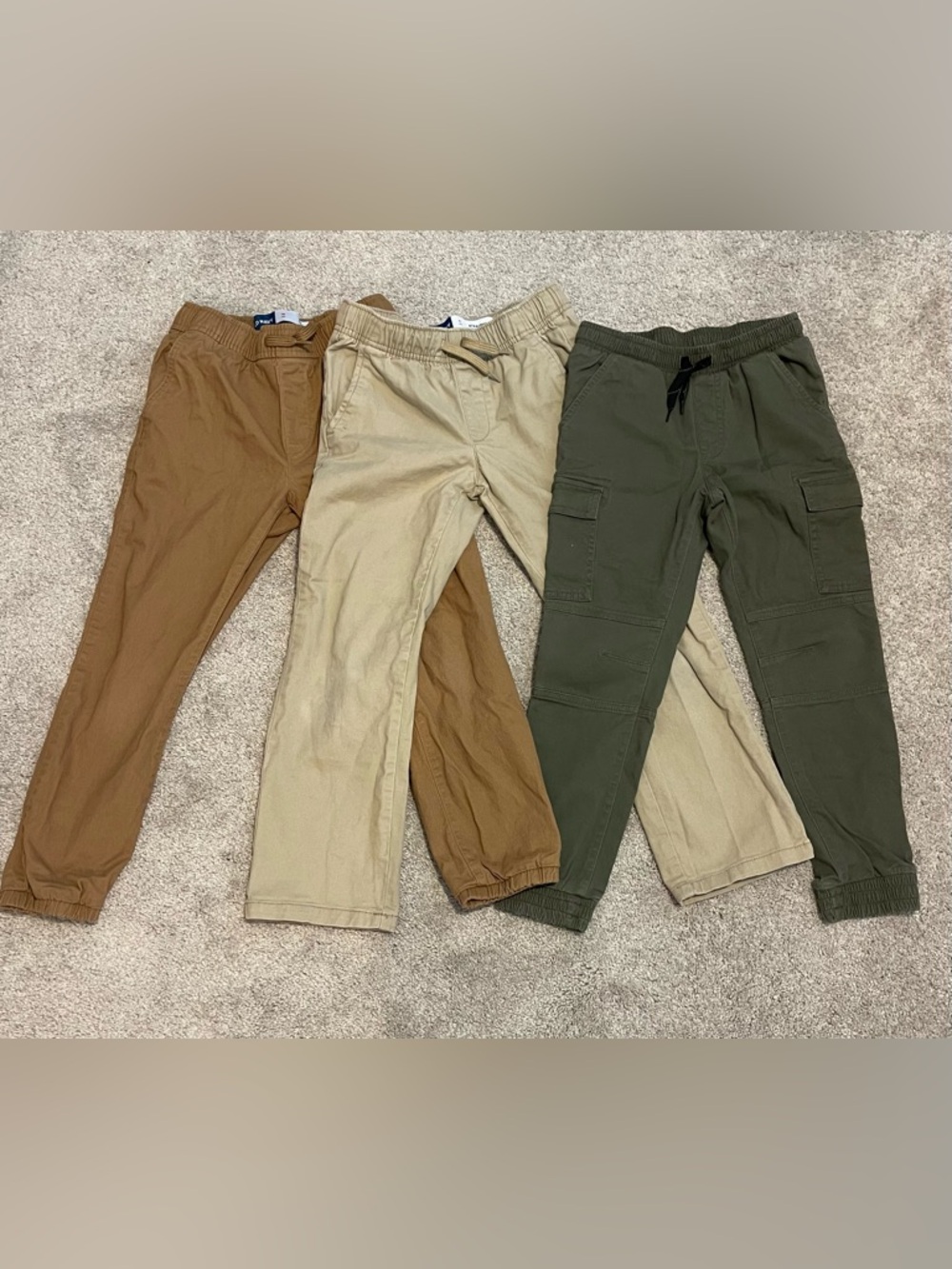 Old Navy and Art Class Kids Jogger Pants Trio - Olive, Tan, Brown